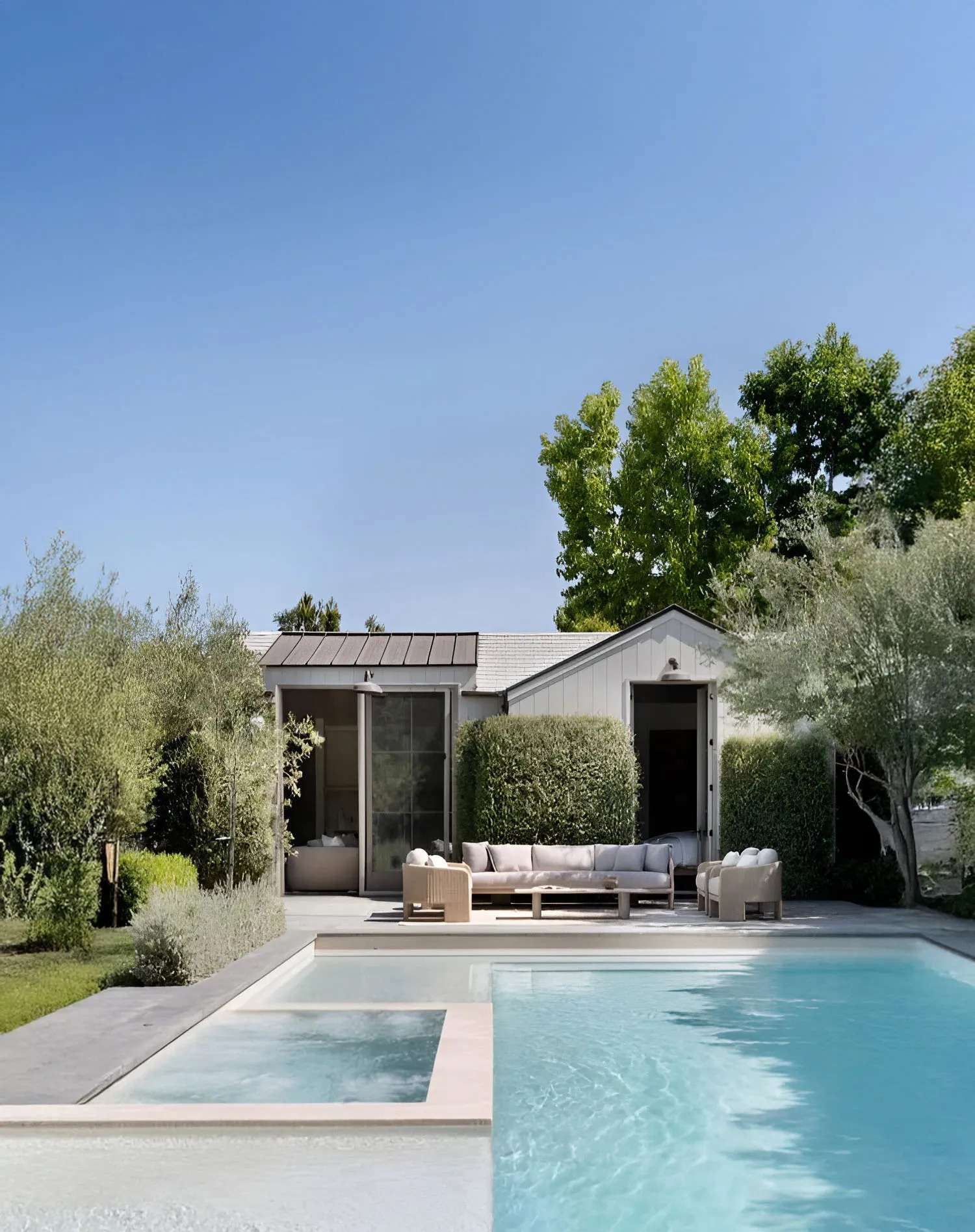 Modern Backyard With Pool And Seating related to Real Estate Experts